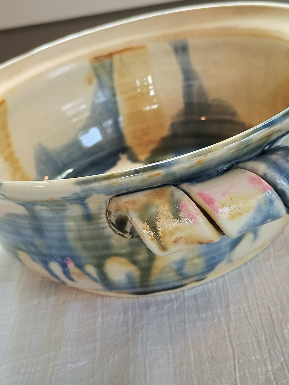 🍑 ART HOE 🍑 VTG Artisan, Hand-Thrown, Signed Pottery Dish, Bohemian Home